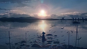 夕阳下的流水
