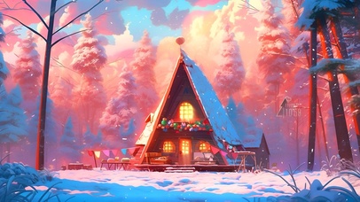 雪中森林小屋