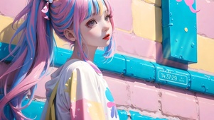 4k可爱彩色头发女孩