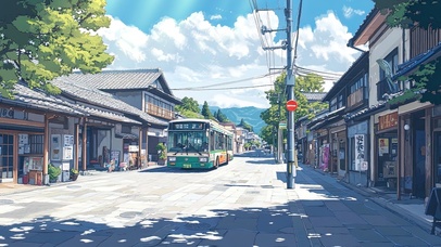 夏日炎炎日式街道