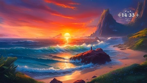 唯美夕阳湖景
