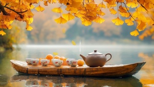 湖上品茶赏秋