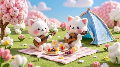 毛毡风春游猫咪