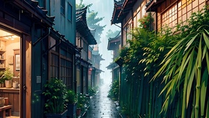 雨中的小巷
