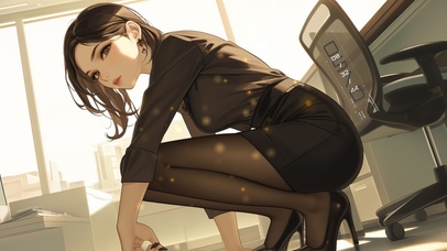 蹲着的美女之听心