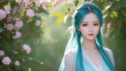 蓝发古风纯欲系美少女