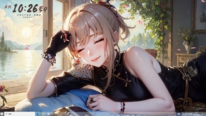 4k黑色可爱闭眼宵宫美少女