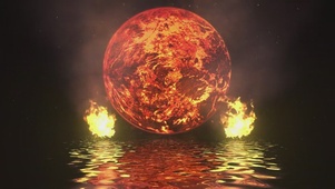 红色震撼水面星球火焰
