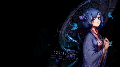 4k 古风撑伞花蝶少女