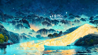 唯美治愈夜晚山谷湖畔