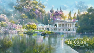 梦幻樱花湖边