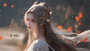 唯美雪景古风少女