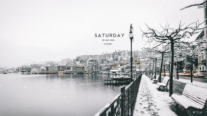 唯美冬季下雪天小镇