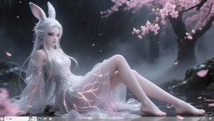 桃林烟雨-兔