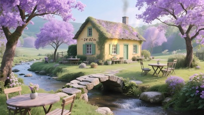 怀旧复古石桥小屋