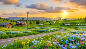 护眼乡村晚霞