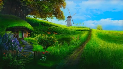 护眼蓝天白云景色