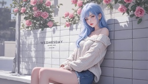 玫瑰花墙女孩