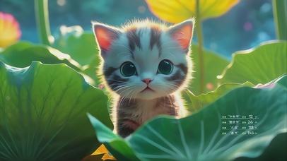 荷叶上的小猫