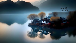 湖边小村落