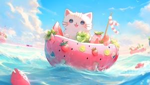 草莓猫咪小船