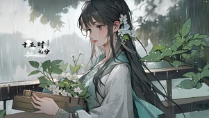 雨天古风采花女