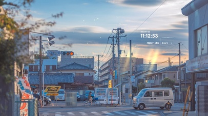 4K唯美治愈日式城市街道