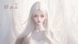清冷白发少女