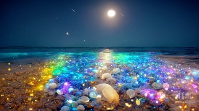 彩虹海滩月色