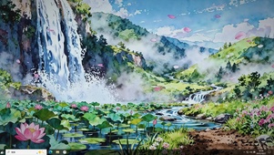 飞瀑莲池-桌面主题