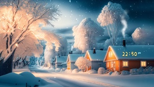 唯美治愈冬日乡村雪景