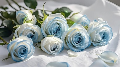 蓝白渐变玫瑰高质感桌面