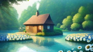 湖中小雏菊木屋