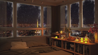 城市温馨冬季房间