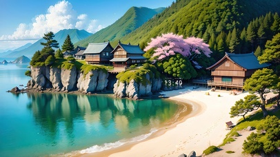 4K唯美治愈古风樱花海岛