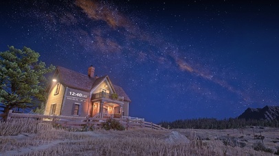 夜晚的星空与小屋