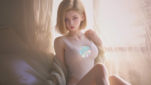 窗户边可爱女孩