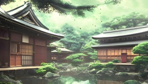 夏季日式庭院