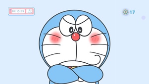 哆啦A梦蓝色背景系列生气