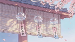 清新治愈屋檐风铃