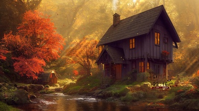 4K唯美治愈秋林小屋