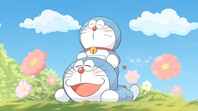 开心的多啦A梦们