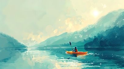 在湖心的宁静休闲时刻