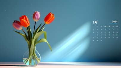 4K简约护眼郁金香（日历）