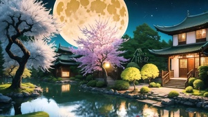 4k唯美满月园林