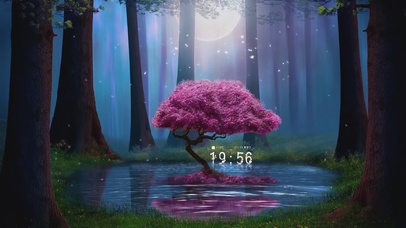 4K唯美治愈森林樱花树