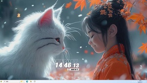 女孩与猫咪桌面主题