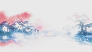 水乡AI水墨插画