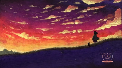 緋色流星雨下的少女与猫