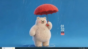 雨天撑伞小熊